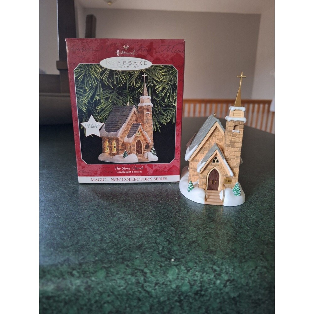 Hallmark Keepsake Ornament Candlelight Services Series The Stone Church 1998